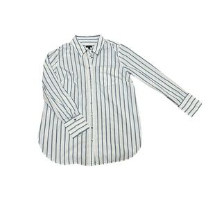 EUC 100% Cotton Talbots Blue & White Stripe Button Down Shirt